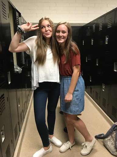 Students Aspen Allen and Logan Lunt said they added some 70s accessories to their usual apparel for Spirit Weeks hippie day