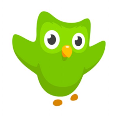 Duolingos mascot, a green owl, is featured on most of the apps media–including their Twitter page.