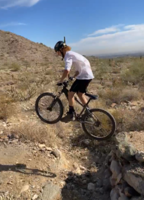  Verrado student Zander Wilson pushing the limits of his bike as he floats over an optional drop off jump.

