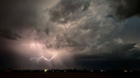 Lightning sparks the night sky over Phoenix increasing potential for wildfires. 