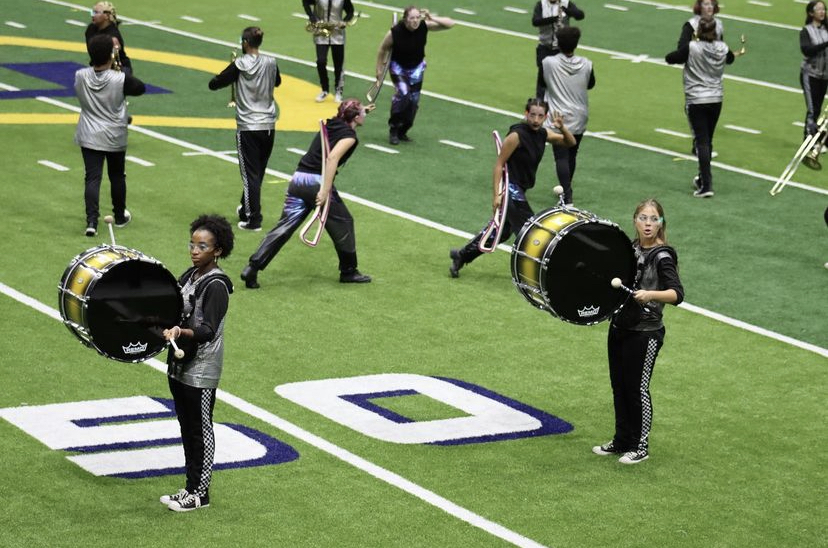 Viper Vanguard, marching band, rehearses a performance for a local competition. 