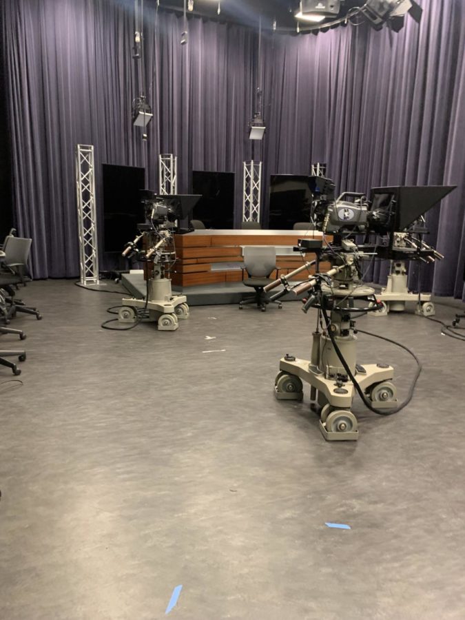 The broadcast studio at Medill Journalism School, Northwestern University.