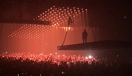 Kanye West performing for a concert at the Allstate Arena on October 8, 2016, in Rosemont, Illinois on the Saint Pablo Tour.