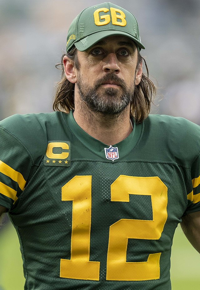 Green Bay Packers quarterback, Aaron Rodgers, after a game against the Washington Football Team at Lambeau Field in Green Bay, Wisconsin on October 24, 2021.
