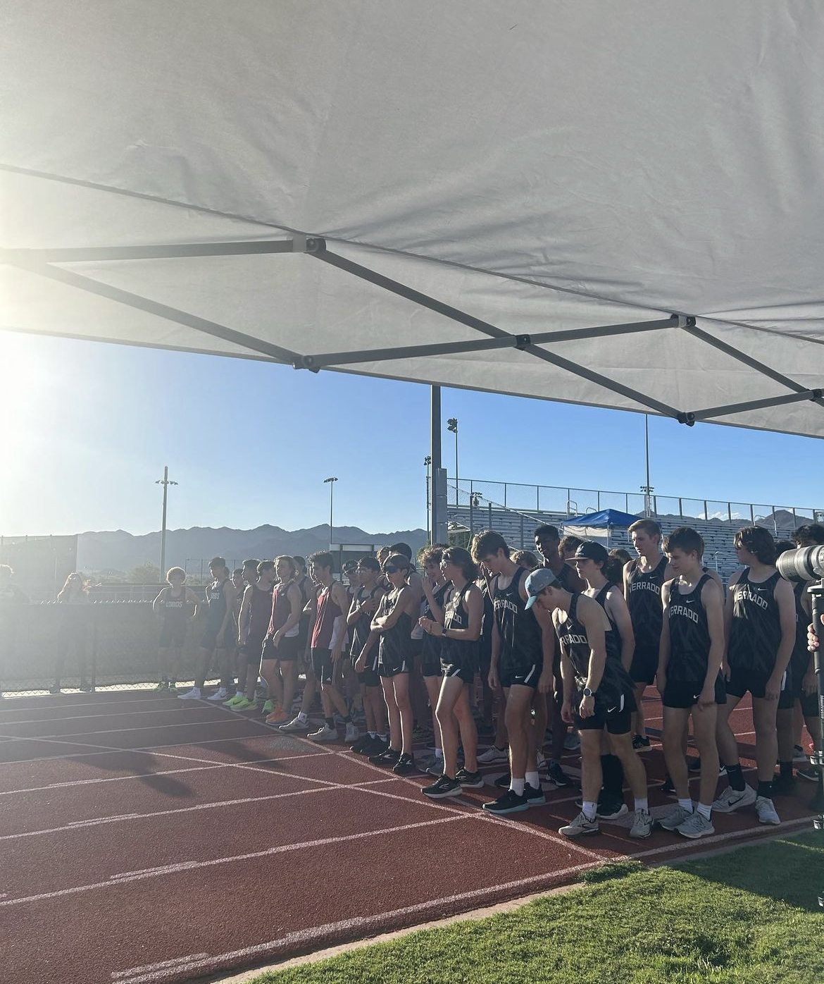 the Verrado Boys team lining up to race at the Verrado Cross Country Senior Night.