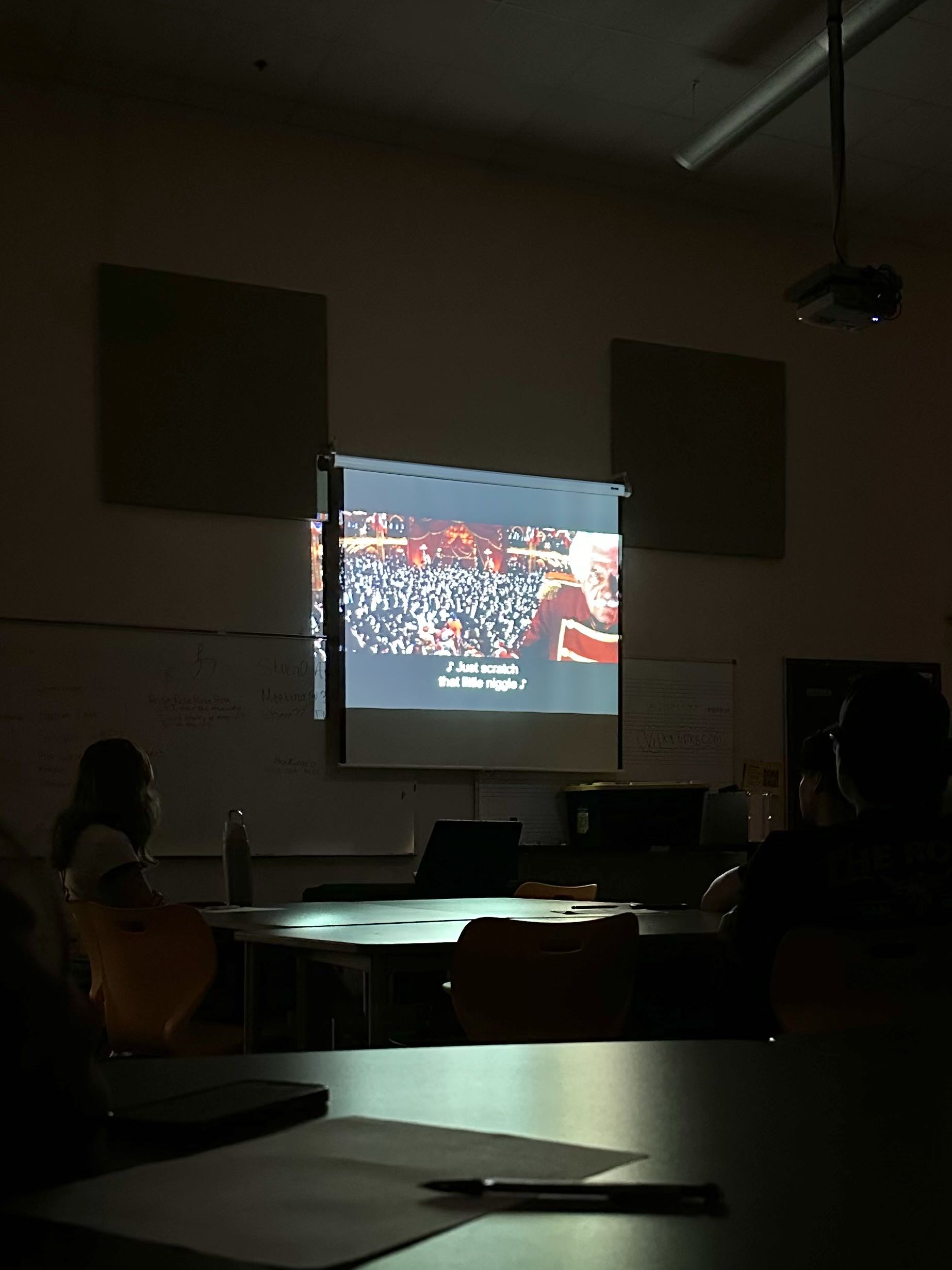 Film and Media Studies class watching Moulin Rouge in the classroom