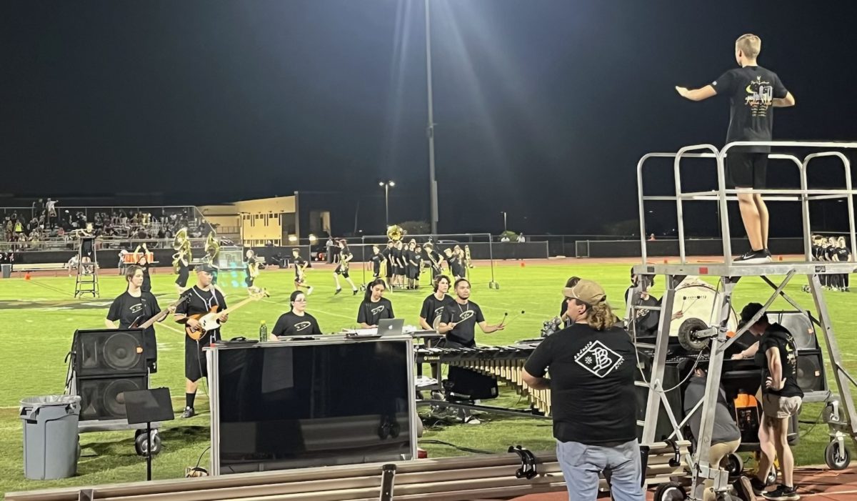 The Verrado Marching Band performing halftime at the home football game.
