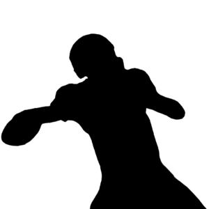 Silhouette of a quarterback throwing a football to another player.