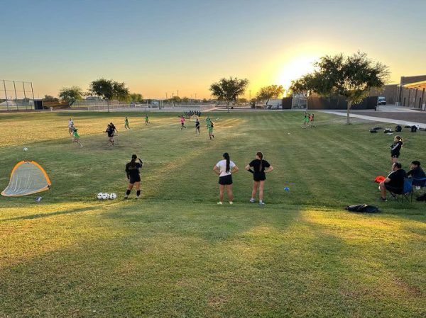 The lady vipers playing small sided games for soccer practice up bright and early! 