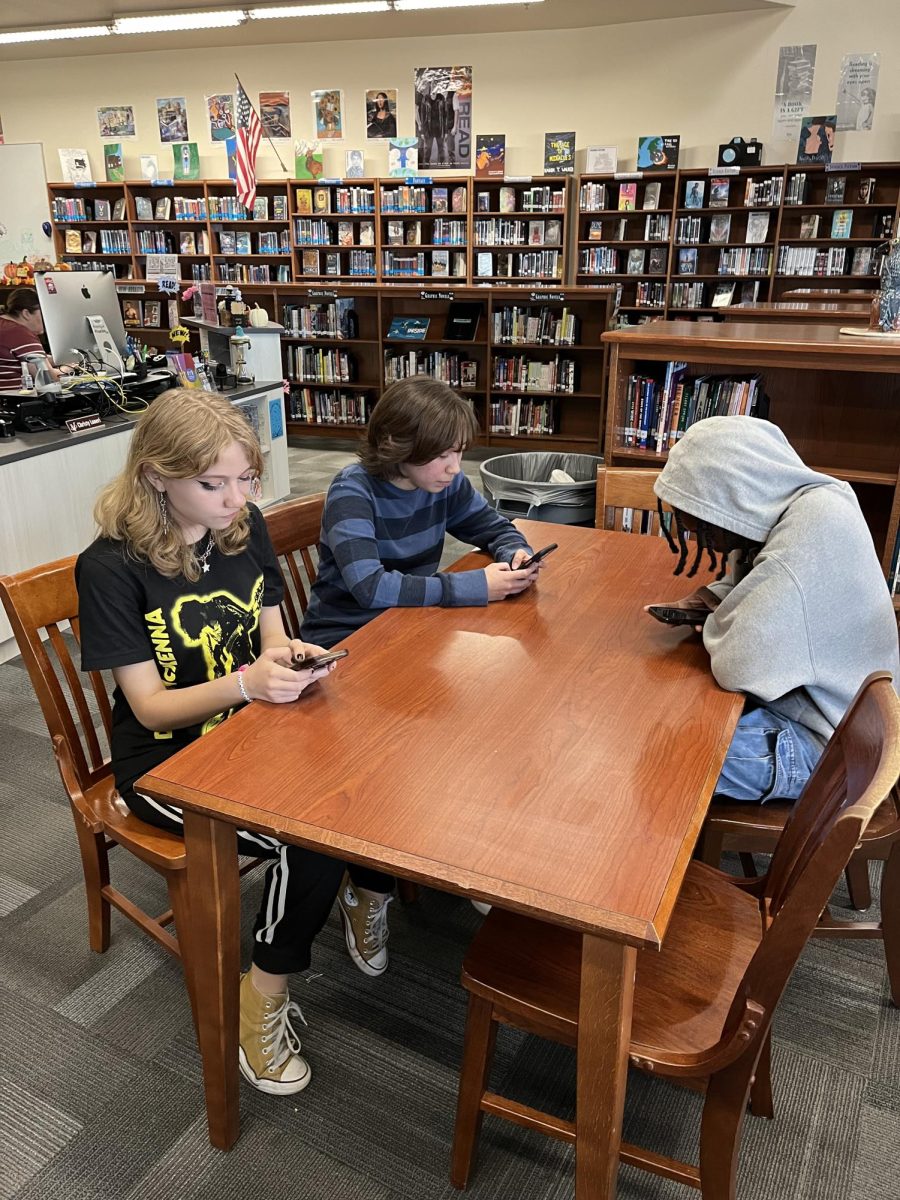 Students prefer their phones while sitting in the library to picking up a book and reading. 