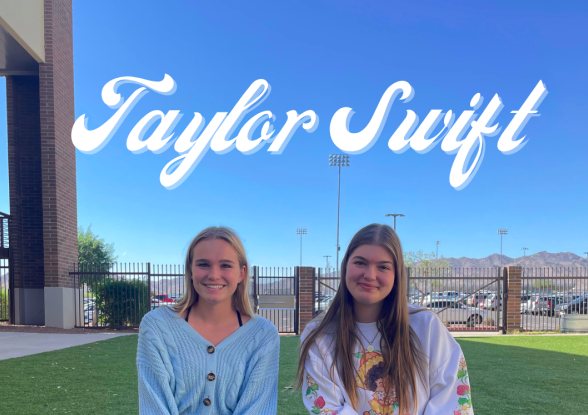 Gabby Comer and Ariel Bolich host a podcast about Taylor Swift. Music courtesy of Pixabay.