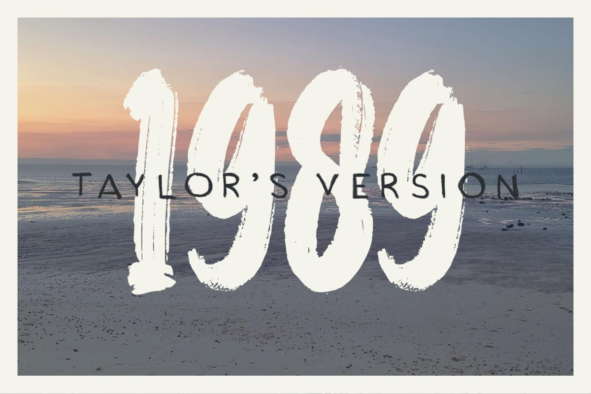 A graphic representing 1989 (Taylors Version) album cover and its new beach aesthetic.