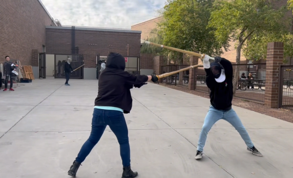 Fencing club practices drills outside the E Wing at Verrado on Tuesday afternoons.