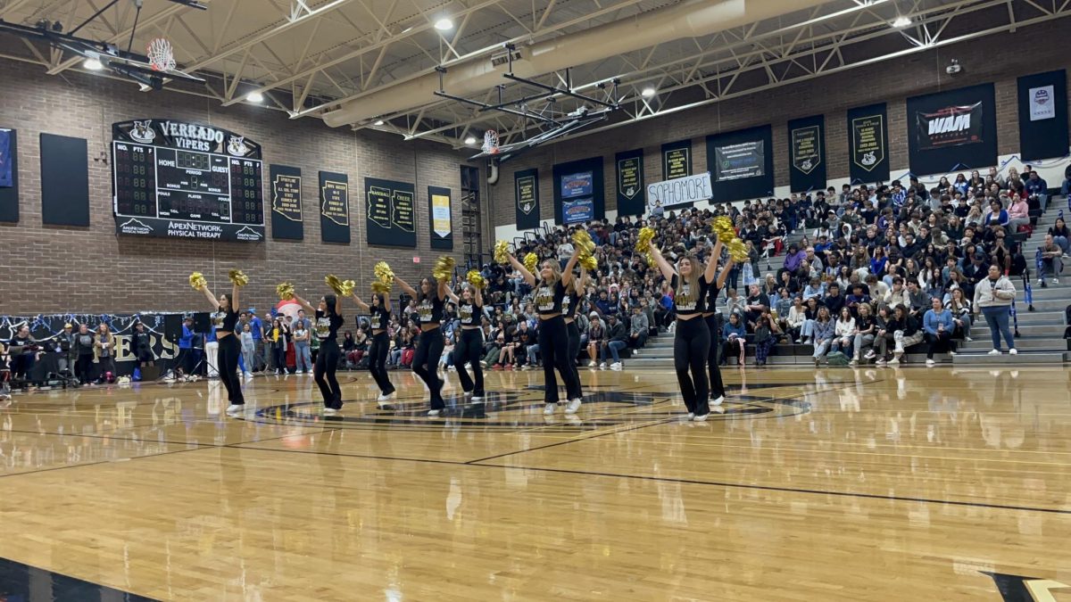 Pom during their dance routine for the Winter Assembly supporting the Make-a-Wish charity. 