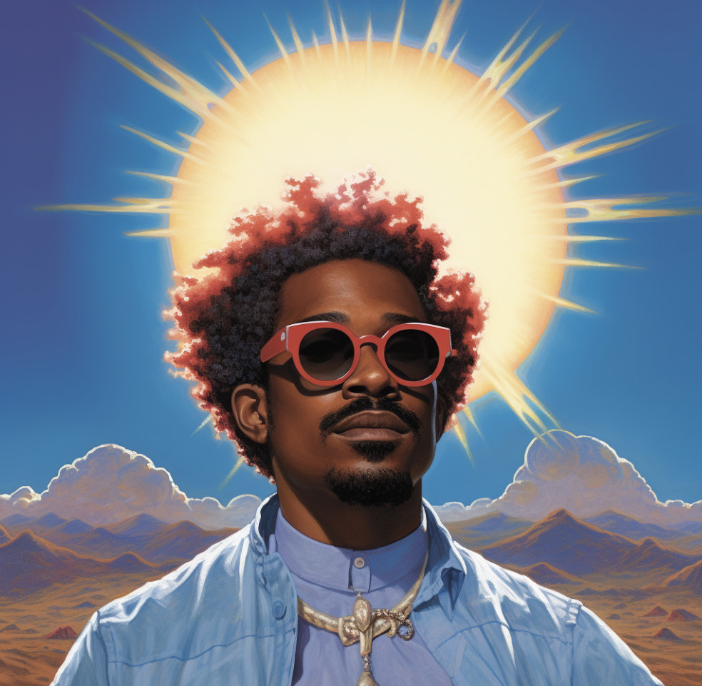 Graphic rendering of the New Blue Sun album from Andre 3000.