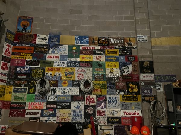 Backstage, there is a wall covered in paintings of productions Gammage has put on over the years. Hit Broadway musicals such as Beetlejuice, Annie, Newsies, Hamilton, and more are performed at this theatre.
