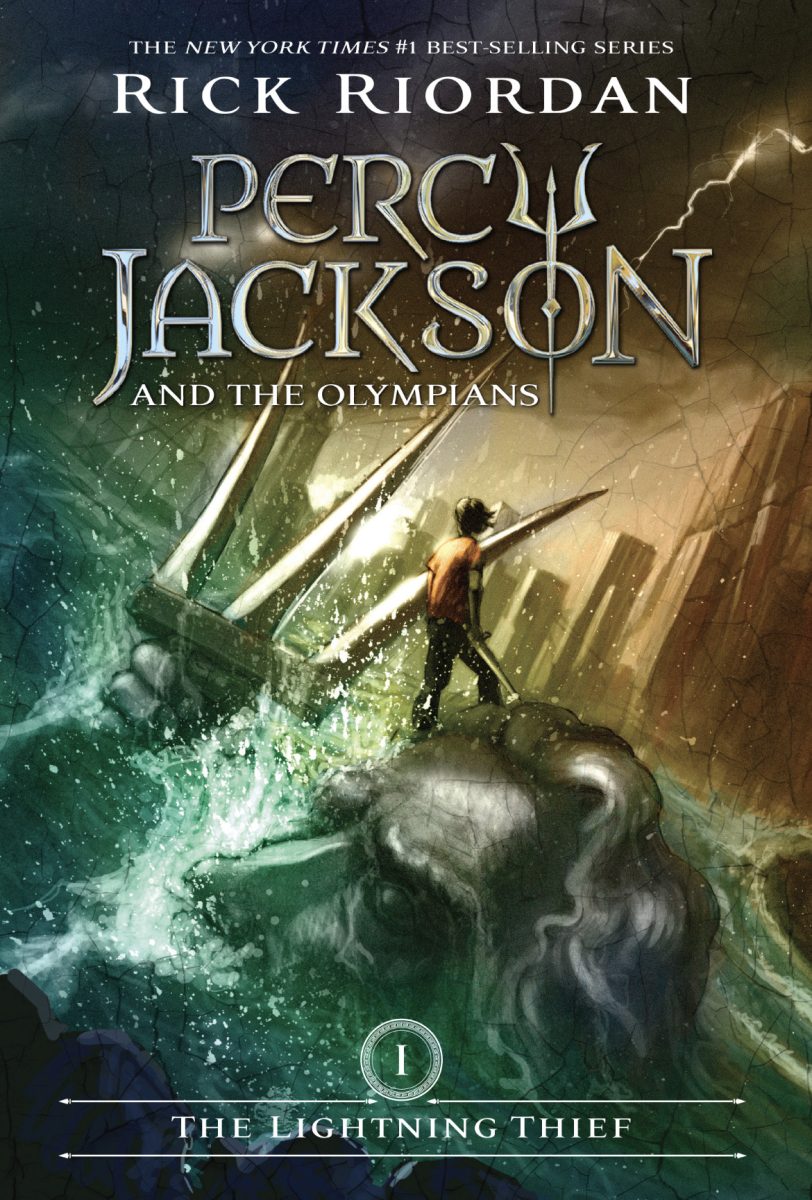 The cover art for the first Percy Jackson book published by Disney 