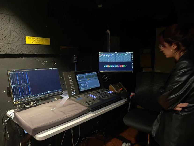 Located above the audience, the light booth is a small room containing a large variety of equipment. Students were able to see where the lighting crew works during performances to make productions the best they can be.
