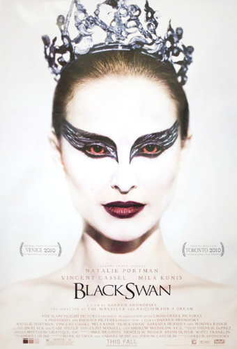 The poster for the film Black Swan reveals a complex characterization that has become a favorite horror trope. (Courtesy of Fox Searchlight Pictures)
