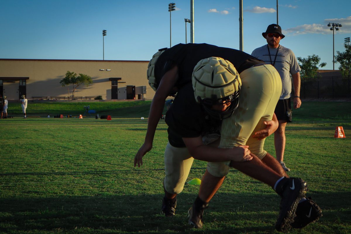 Verrado lineman practices tackling fundamentals