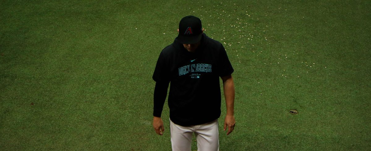 RP Paul Sewald walks towards Bullpen Coach Mike Fetters (not pictured) to have a chat with him