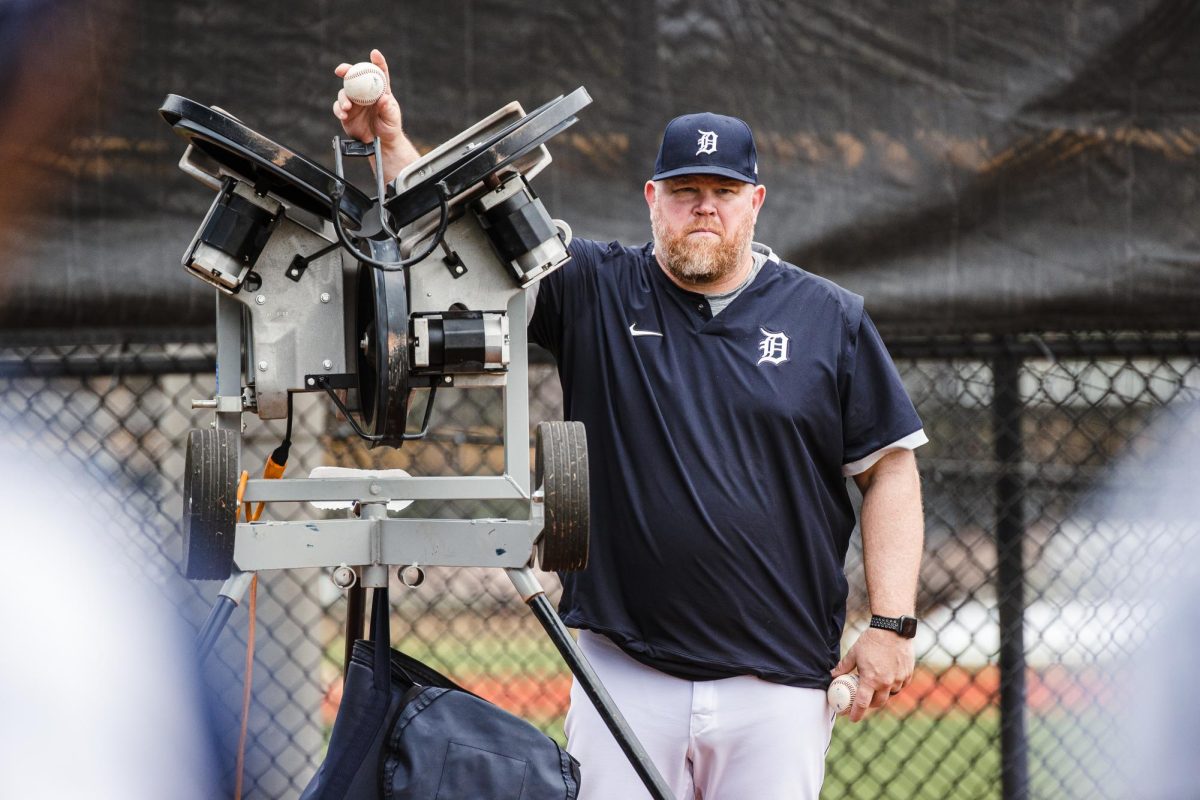 Ryan Sienko at a spring training workout at Joker Marchant Stadium in Lakeland, Florida on February 18, 2022. (Allison Farrand / Detroit Tigers)