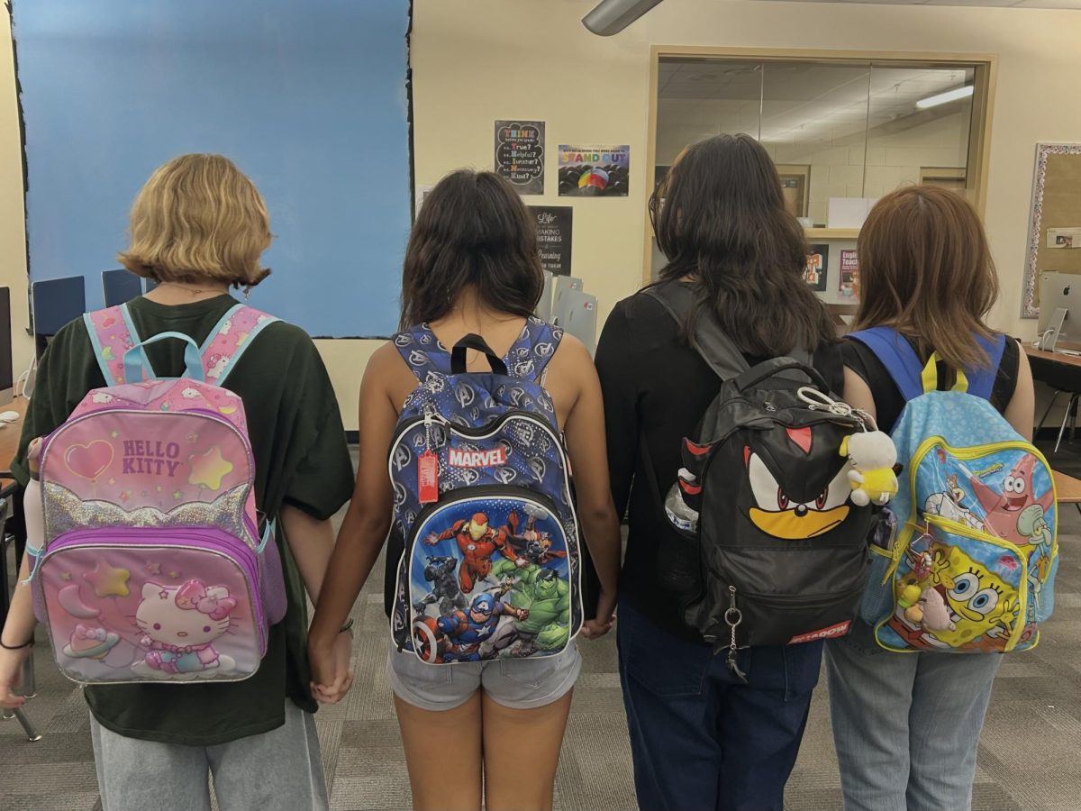 This is an example of the elementary style backpacks that seniors are wearing. 