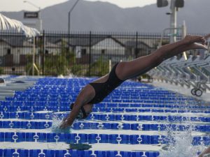 A shot of Verrado performing an incredible dive off the blocks, cutting through the water like a knife to butter.