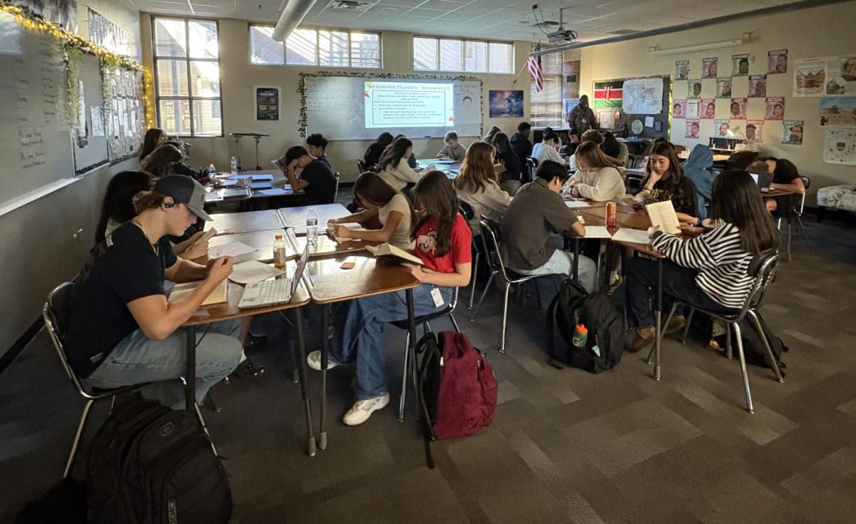 At Verrado High School students in Mr. Mwangi's class participate in sustained silent reading. Photo courtesy of Jeanie James. 