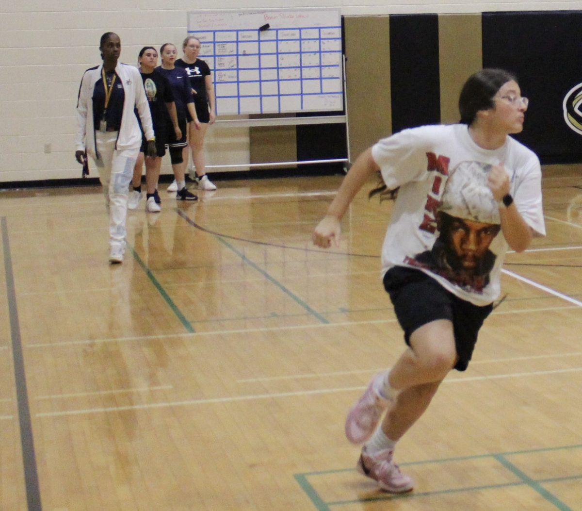 Viper Girls Basketball running speed and teamwork drills with coach.