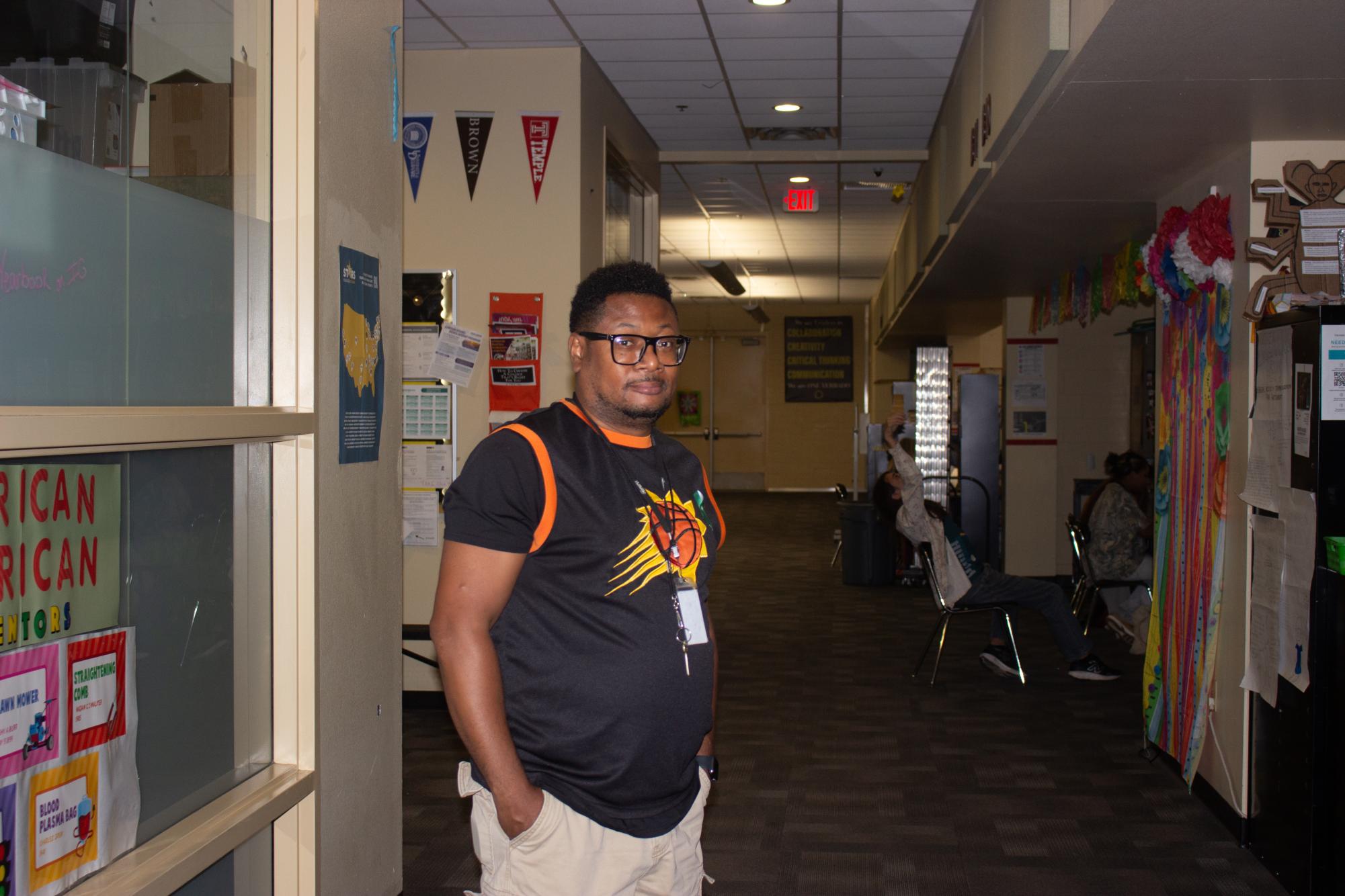 A photo of English III Teacher Mr. Howard who is currently teaching the new curriculum of "The Monkey's Paw."
