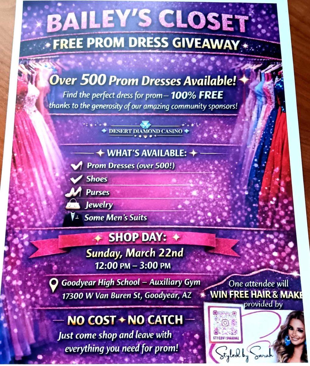 Flyer for free Prom Dress Closet giveaway.