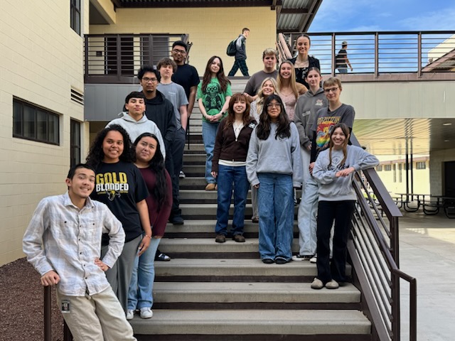 The Digital Media & Journalism class posed for a group photo after earning the "Best of SNO" designation this year.